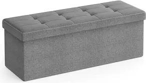 SONGMICS Sitztruhe LSF77G hellgrau Stoff 110,0 cm