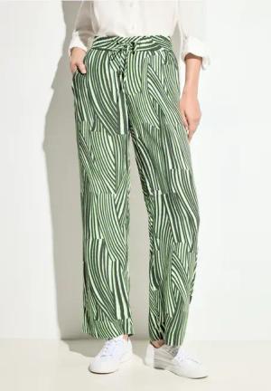 Cecil Damen Wide Leg Hose in Grün, Gr: L