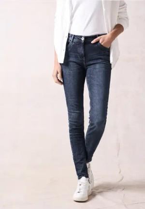 Cecil Damen Slim Fit Jeans in Blau, Gr: 31