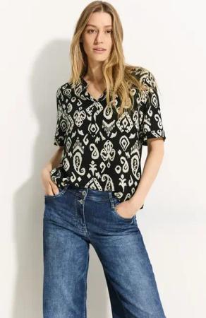 Cecil Damen Print Bluse in Schwarz, Gr: M