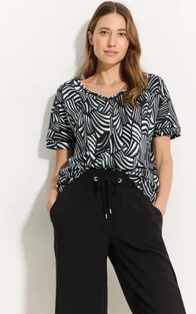 Cecil Damen T-Shirt mit Stickerei in Schwarz, Gr: S