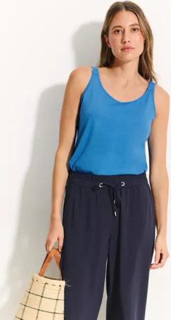 Cecil Damen Basic Sommer Top in Blau, Gr: XXL