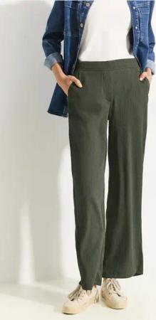 Cecil Damen Wide Leg Hose mit Struktur in Grün, Gr: XL