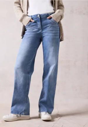 Cecil Damen Wide Leg Jeans in Blau, Gr: 29