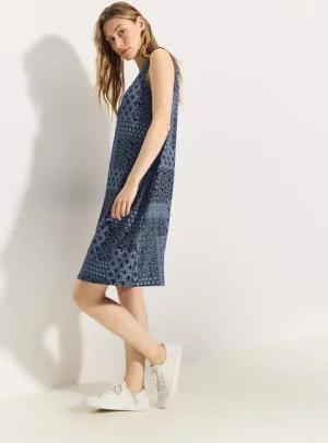 Cecil Damen Patchwork Print Kleid in Blau, Gr: XL