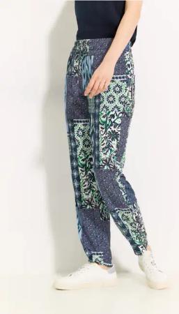 Cecil Damen Patchwork Print Hose in Blau, Gr: M