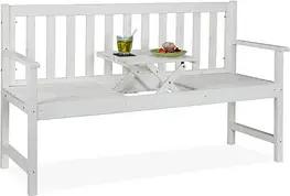 relaxdays Gartenbank 10038652_0 weiß Holz 152,0 cm