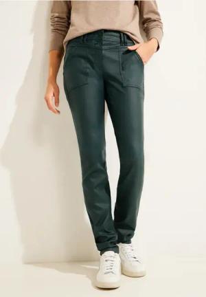 Cecil Damen Coating Slim Fit Hose in Grün, Gr: 36