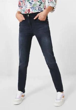 Cecil Damen Slim Fit Jeans in Blau, Gr: 26