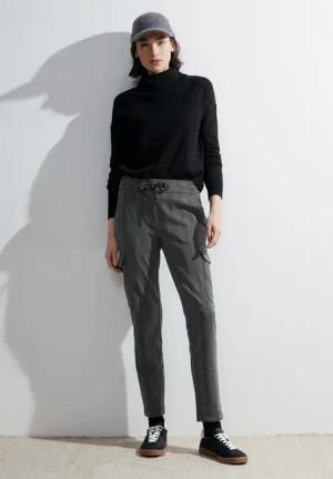 Cecil Damen Casual Fit Cargohose in Schwarz, Gr: S