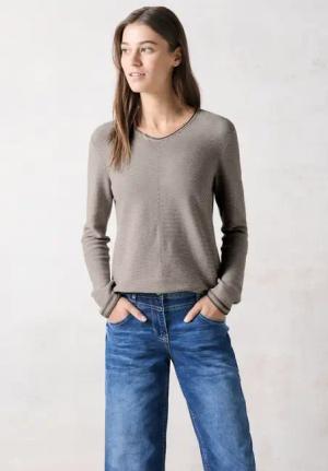 Cecil Damen Pulli mit Strukturstreifen in Braun, Gr: L