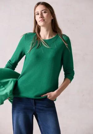 Cecil Damen Strukturpullover in Grün, Gr: S
