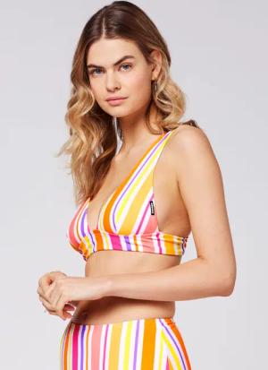 Gemustertes Bikini-Top im Plunge-Design