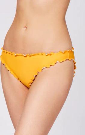 Mix & Match Bikinihose, unifarben mit Rüschendetails