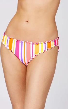 Gemusterte Bikinihose mit Rüschendetails