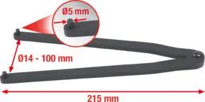 KS Tools Stirnlochschlüssel Ø 14 - 100 mm mit Zapfendurchmesser 5,0 mm
