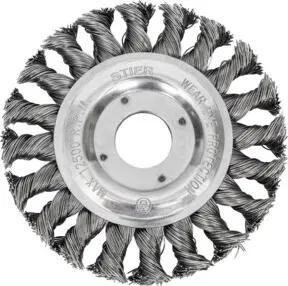 STIER Rundbürste Ø 115 mm, Bohrungs-Ø 22,2 mm, 0,5 mm, gezopft, Stahl, Nutzhöhe 24 mm