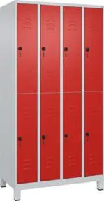 C+P Doppelstock-Spind Classic PLUS, Füße, 4 Abteile, 1950x1000x500mm, 7035/3020