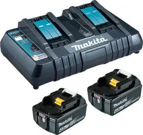Makita Power Source Kit Li 18V 2x 4Ah Akkus + Doppelladegerät