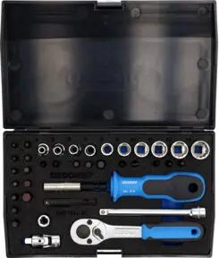 Gedore Steckschlüsselsatz, Set 40tlg, 12-kant, 1/4 Zoll, 4-13mm, Werkzeug, Knarre Umschalthebel Bits, für KFZ, D20 TMU 10