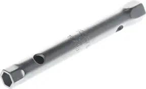 Gedore Doppelsteckschlüssel, 10 + 13 mm, 6-kant, 140 mm lang, Werkzeug für Muttern KFZ, 26 R 10x13, Stahl verchromt