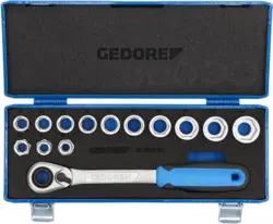 Gedore Steckschlüsselsatz, Set 14-teilig, 6-kant, 1/2 Zoll, 10-24mm, Werkzeug, Nüsse Knarre, für KFZ, 19 SKU 20