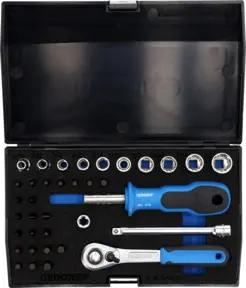Gedore Steckschlüsselsatz, Set 37tlg, 12-kant, 1/4 Zoll, 4-13mm, Werkzeug, Knarre Umschalthebel Bits, für KFZ, D20 KAU 20