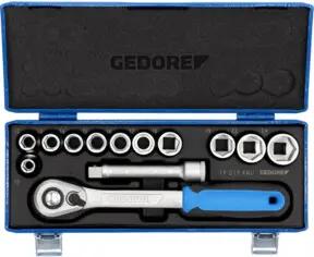 Gedore Steckschlüsselsatz, Set 13-teilig, 6-kant, 1/2 Zoll, 10-24mm, Werkzeug, Nüsse Knarre, für KFZ, 19 KMU 20