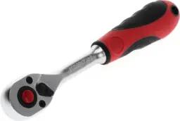 Gedore red Hebel-Umschaltknarre mit ergonomischem 2K-Griff, Druckknopfauslösung, Feinverzahnung mit 72 Zähnen, 1/4 Zoll, Stahlrohr, Rot/Schwarz