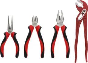 Gedore red Zangen-Satz, Werkzeug-Set mit Kombizange/Wasserpumpenzange/Flachrundzange/Seitenschneider, R22150018