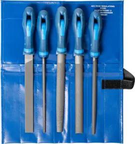 PFERD Werkstattfeilen/-raspel-Set 5-tlg. in Rolltasche 200mm für grobe Zerspanung, Schruppen