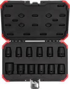 Gedore red Schlagschrauber-Steckschlüssel-Satz, Set 12-tlg, 1/2", 6-kant Nuss, SW 10-24 mm, für KFZ/Auto, R63003012