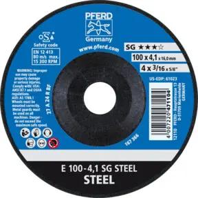 PFERD Schruppscheibe E 100x4,1x16 mm Leistungslinie SG STEEL für Stahl