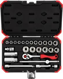 Gedore red Steckschlüsselsatz, 26-teilig, Mit Umschaltknarre, Ratsche, Steckschlüssel- und Zündkerzeneinsatz, 3/8"