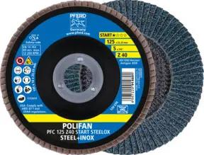 PFERD POLIFAN Fächerscheibe PFC 125x22,23 mm konisch Z40 Startlinie START STEELOX Stahl/Edelstahl