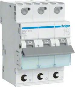 Hager Leitungsschutzschalter 3p. B-10A, 6kA, 3M QC MBS310