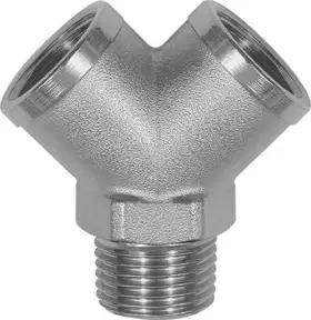 Riegler Verteiler, 2fach, R 1/2 AG, Abgänge 2 x G 1/2 IG, Messing vern.