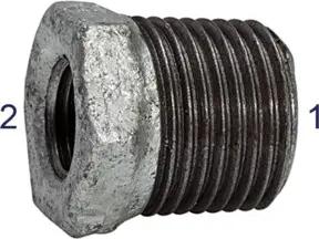 Riegler Reduzierstück 241, AG/IG, R 1 1/2, Rp 1 1/4, schwarzer Temperguss