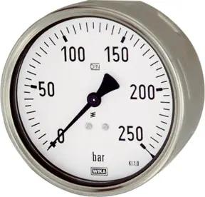 Riegler Manometer, Robustausfür, G 1/2 hinten exzentr., 0 - 1,6 bar, Ø 100