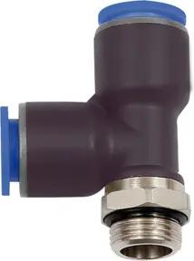 Riegler T-Steckverschraubung »Blaue Serie«, L-Form, drehbar, M5 a., Ø6mm