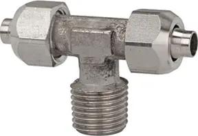 Riegler T-Einschraubverschraubung, R 1/4 a., für Schlauch 8/6, ES 1.4404