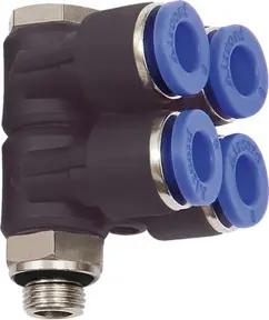 Riegler L-Mehrfachverteiler »Blaue Serie«, 4-fach, drehbar, G1/2 a. Ø12mm