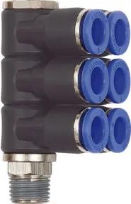 Riegler L-Mehrfachverteiler »Blaue Serie«, 6-fach, drehbar, R1/2 a. Ø12mm