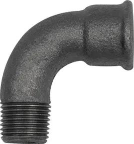 Riegler Bogen 1a, 90°, kurz, Rp 1 1/4 i., R 1 1/4 a. Temperguss schwarz