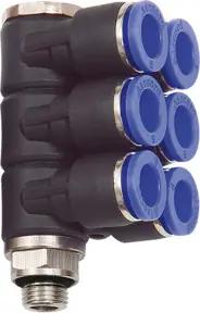 Riegler L-Mehrfachverteiler »Blaue Serie«, 6-fach, drehbar, G1/2 a. Ø12mm