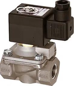 Riegler 2/2-Wege-MV., ES, FPM, NC, zwangsg., 24 V DC, G 1/2, PN 0-3 bar