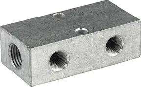 Riegler Verteilerleiste, Abgänge beidseitig, 2 x 1/2, 2 + 2 x 1/4, Alu