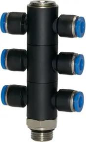 Riegler T-Mehrfachverteiler »Blaue Serie«, 6-fach drehbar, G 1/2 a. Ø12mm