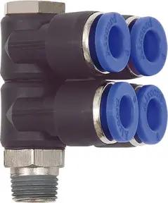Riegler L-Mehrfachverteiler »Blaue Serie«, 4-fach, drehbar, R1/2 a. Ø12mm