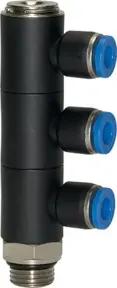 Riegler L-Mehrfachverteiler »Blaue Serie«, 3-fach, drehbar, G 1/2 a. Ø8mm